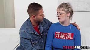 Hot Makeout Session With Roomies Shy Blonde Girlfriend Turns Into Hardcore Creampie Fantasy