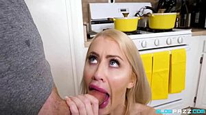 Sadmom Katie Monroe Gags on Big Cock with Deepthroat Ball Licking