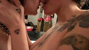 Lesbians Nikki Hearts and Friend Two Tattooed Redhead Sluts Fuck Gently