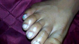 Ebony Delivers Intense Foot Job Leading To Explosive Cumshot