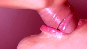 Young stepmom gives a close-up blowjob to her stepson in steamy mommy action