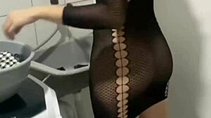 latina redhead maid in tight dress teases with natural tits brazilian homemade