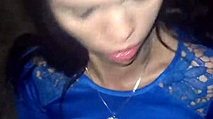 Brunette Brazilian transsexual plays sensually in parking lot