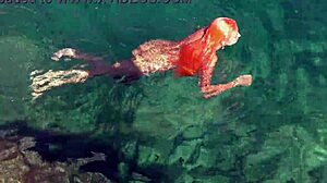 Blue Water And A Naked Girl With Shaved Pussy Wet Skinny Tits In Outdoor Public Flashing