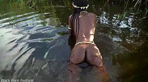 Hot skinny African village girl walking naked in her village probably looking for some dick 😏