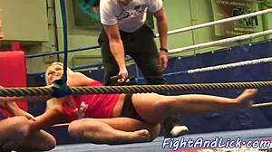 Hey, are these glam babes really wrestling and fighting while licking each other's pussies in a hot European matchup?