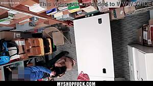 in a tense office confrontation, the young small-tits thief gets caught by the lp officer and has to submit to doggystyle pounding with his monster cock as punishment