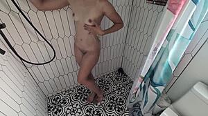 I feel so horny getting doggystyle cumshot pov in steamy shower action