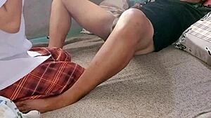 Quick Cum Inside And Outside Juicy Pussy With Delivery Driver In Dorm