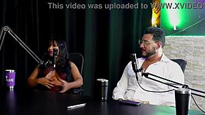 This French guy meets the Brazilian girl and starts easing him into the swinger life with a threesome.