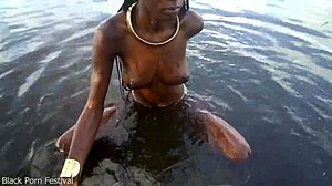 Hot skinny African village girl walking naked in her village probably looking for some dick 😏