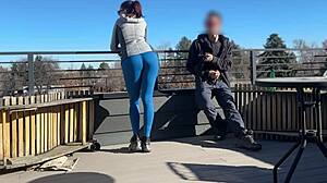 I feel so thrilled as this little 18+ redhead slut gives fast handjob and blowjob outdoors