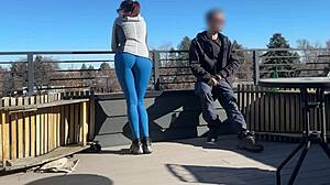 I feel so thrilled as this little 18+ redhead slut gives fast handjob and blowjob outdoors