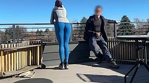 I feel so thrilled as this little 18+ redhead slut gives fast handjob and blowjob outdoors
