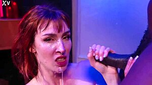 Skinny Slut Pixie Pink Gets Massive Bukkake with Cum Drenched Face and Body in Rough Party