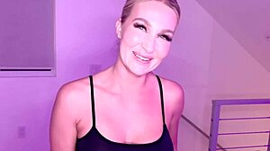 Jmac teases blonde Andi Avalon with deepthroat blowjob before doggystyle fucking and squirting cumshot