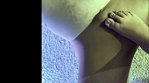 subtly teasing husband in my damp pantyhose during intimate foot play session
