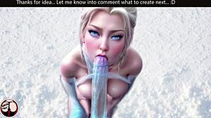 Princess Elsa says to the Night King you like cold weather so how about this big dick blowjob in the snow?