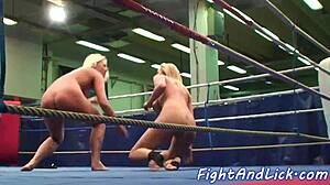 Hey, are these glam babes really wrestling and fighting while licking each other's pussies in a hot European matchup?