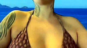 training at the gym facing ipanema beach rj just in bikini all wet sweat dripping down legs got me so horny