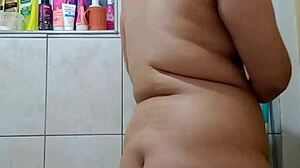 Whoa, check this chubby slut treating her pussy with depilatory cream in wild pov!