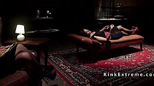 Hot bound slave experiences intense session with anal fingering