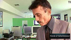 Sexy Brunette Girl Next Door Takes Hard Fucking from Old Man in Doggystyle and Missionary Positions