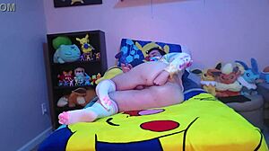 Needy chubby femboy first time with bad dragon dildos in ass fisting and gaping on bed