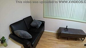 Audrey Decker Casting Interview with Skinny Slut Deepthroat Gagging on Cock and Pussy Action