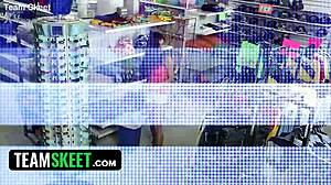 Officer Mancini Searches Mall Thief Indica with Wet Pussy Fingering and Cock Sucking Punishment in Office