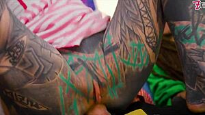 Alternative sluts in costumes take double penetration with facefucking and facial cumshots in rough 4-some