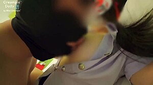 shy student intern with shaved wet pussy gets bent over in doggystyle by boss with hard cock in bedroom