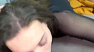 Stepdaughter Isabella De Laa gives deepthroat blowjob in hotel room POV 😏🏨