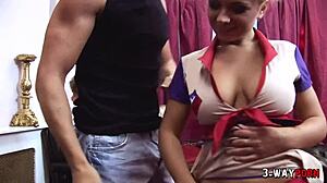 Intense group sex with anal and double penetration for two busty babes