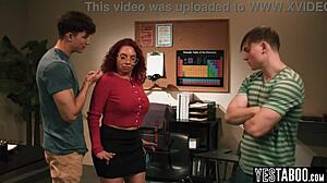 horny teen students double penetrate busty milf teacher in classroom 😈