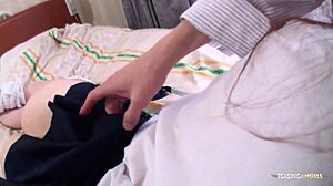 Asian hottie takes seductive shower before vigorous penetration with monster cock in doggystyle and cowgirl leading to creampie