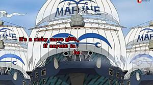 海贼王妮可·罗宾在Hentai中调皮地乳交一个海军