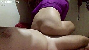latina bounces in reverse cowgirl on his dick until cumming