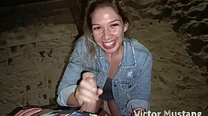 I Fiercely Banged the Slutty 18+ Whore Hard at Night on the Beach