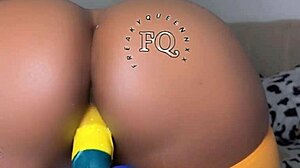 Ebony Girl With Big Breasts Masturbates Using Rose Toy And Dildo