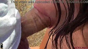 Found perfect spot for him to cum on my tits during sucking