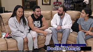Dr Tampa examines couple Mia and Xander in gyno roleplay