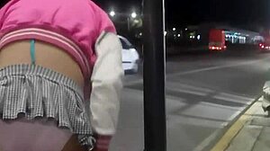 check out this rica tranny showing off her big tits in tlalpan 😍 wearing that sexy miniskirt.