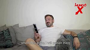 After the party, he hooks up with two brunettes for a wild threesome full of cock riding and cumshots.