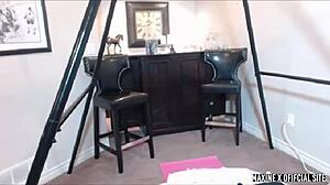 Oh wow, watch Maxine X in her college uniform riding that dildo deep! She teases her huge tits and wet Asian pussy to orgasm!