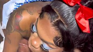 Massive Curved Black Cock Pounds Wet Ebony Pussy in Doggystyle and Missionary Positions