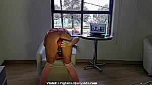 Mexican transsexual prostitute in hotel opens ass with toy gaping for client