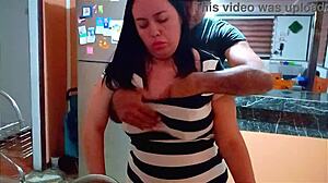 Stepsons Friend Visits for Kitchen Chat While Washing Dishes