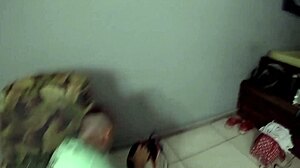 Amateur latina with small tits gives blowjob to monster cock in voyeur creampie scene