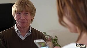 Hey, check out this super hot teen giving an epic blowjob to an old grandpa before he licks her clit and fucks her pussy hard until she swallows his cum